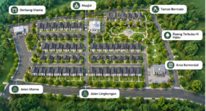 Ilustrasi cara membaca site plan perumahan beserta posisi jalan dan kavling